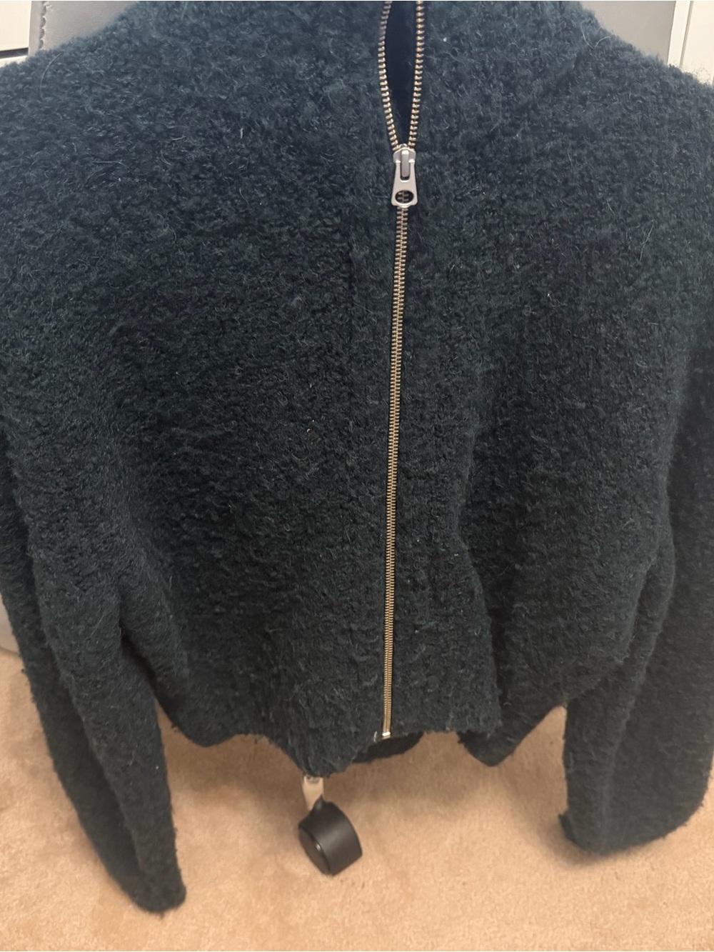 Wilfred Dark Green Teddy Zip-Up Jacket